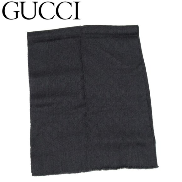 GUCCI scarf GG pattern grey-grey cashmere Authentic Used - Picture 1 of 16
